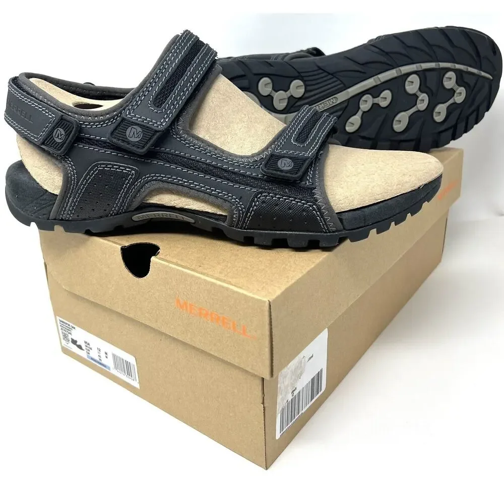 Merrell Mens Sandspur Oak Sandal 12 Black Granite Gray Rugged Adjustable Straps